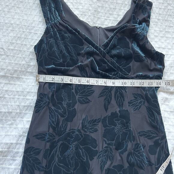 EUC Eva Rose Velvet Burnout Babydoll Dress Size M Dark Teal - Picture 14 of 16